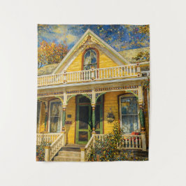 Fantasy Yellow Victorian House Wandkleed