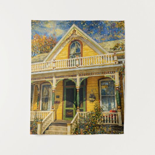 Fantasy Yellow Victorian House Wandkleed (Voorkant)