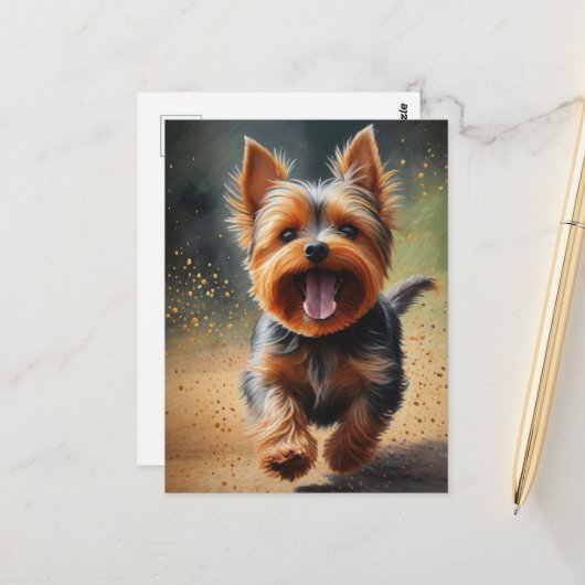 Fantasy Yorkshire Terrier Surreal Dog Art Briefkaart (Voorkant / Achterkant in situ)