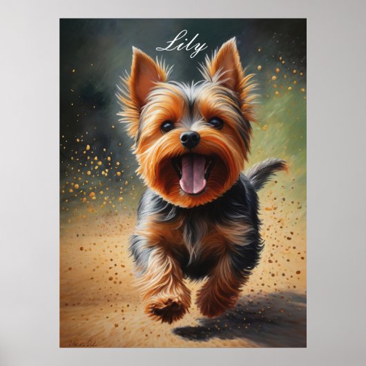 Fantasy Yorkshire Terrier Surreal Dog Art Poster (Voorkant)