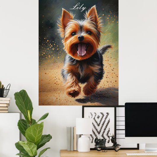 Fantasy Yorkshire Terrier Surrealistische Honden K Poster (Thuiskantoor)