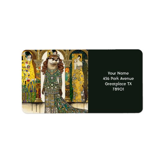 Fantasy Zachte Otter Art Deco Etiket (Voorkant)