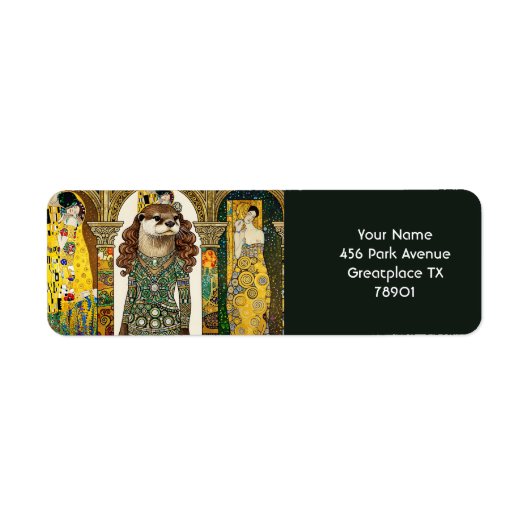 Fantasy Zachte Otter Art Deco Etiket (Voorkant)
