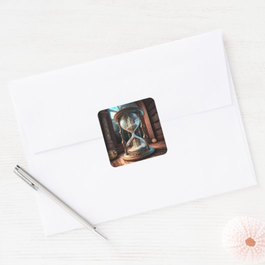 Fantasy zandloper vierkante sticker (Envelop)