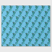 Fantasy Zee Blue Dragon Sky Blue Cadeaupapier (Vlak)