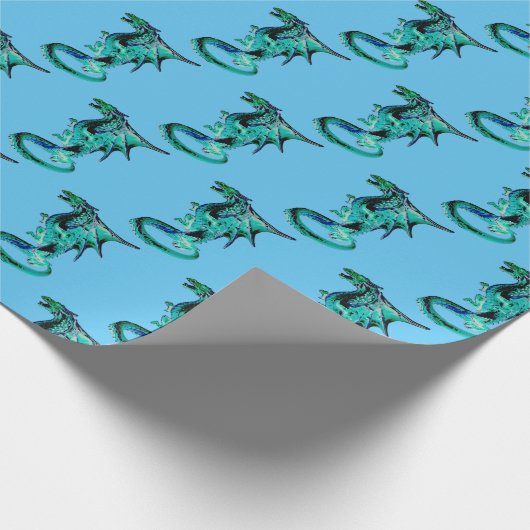 Fantasy Zee Blue Dragon Sky Blue Cadeaupapier (Hoek)