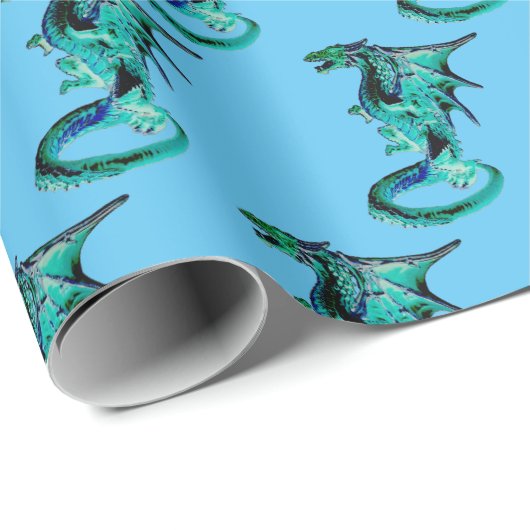 Fantasy Zee Blue Dragon Sky Blue Cadeaupapier (Rol Hoek)