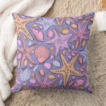Fantasy Zee Patroon Kussen, Paarse Kust Decoratie
