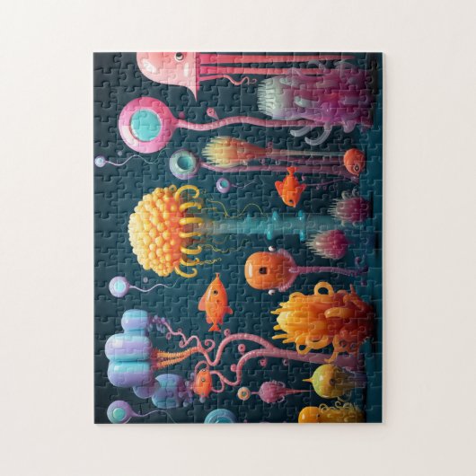 Fantasy zee wezens in levendige kleuren legpuzzel (Verticaal)