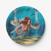 Fantasy Zeemeermin en Zee Lily Papieren Bordje (Voorkant)
