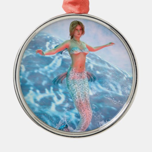 Fantasy Zeemeermin Metalen Ornament (Voorkant)