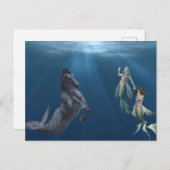Fantasy Zeemeerminnen Hippocampus Mythisch Zee Cre Briefkaart (Voorkant / Achterkant)