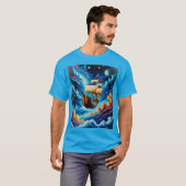 Fantasy zeilschip in Space T-shirt (Voorkant volledig)