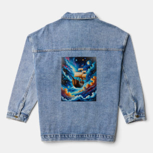 Fantasy zeilschip in Space T-shirt Denim Jacket