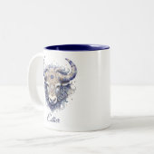Fantasy Zodiac Bull Symbool Celestial Taurus Tweekleurige Koffiemok (Voorkant links)