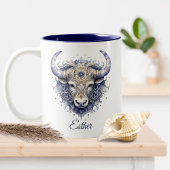 Fantasy Zodiac Bull Symbool Celestial Taurus Tweekleurige Koffiemok