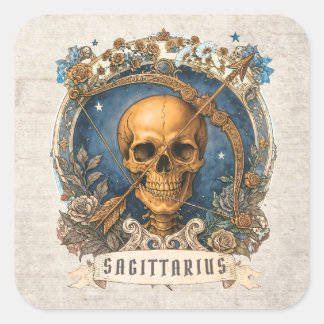 Fantasy Zodiac Sagittarius Unieke Schedel Vierkante Sticker