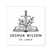 Fantasy Zwaard Gepersonaliseerd Ex Libris Boek Zelfinktende Stempel (Design)
