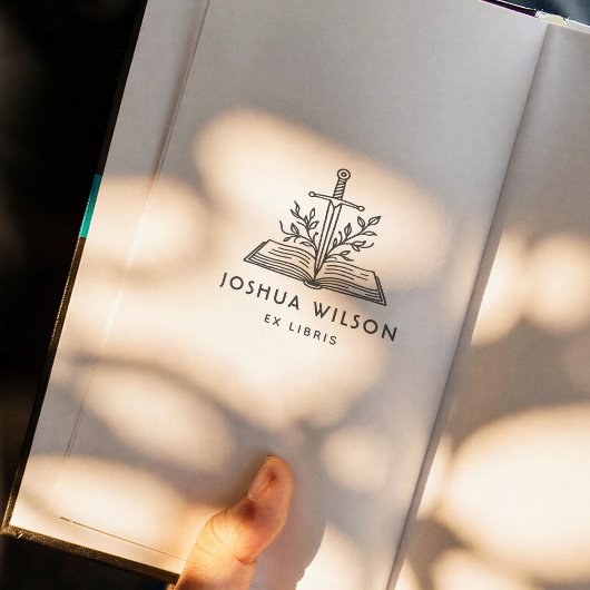 Fantasy Zwaard Gepersonaliseerd Klassiek Ex Libris Rubberstempel