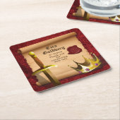 Fantasy Zwaard Kroon Middeleeuwse Ridder Bar Mitzv Kartonnen Onderzetters (Schuin)