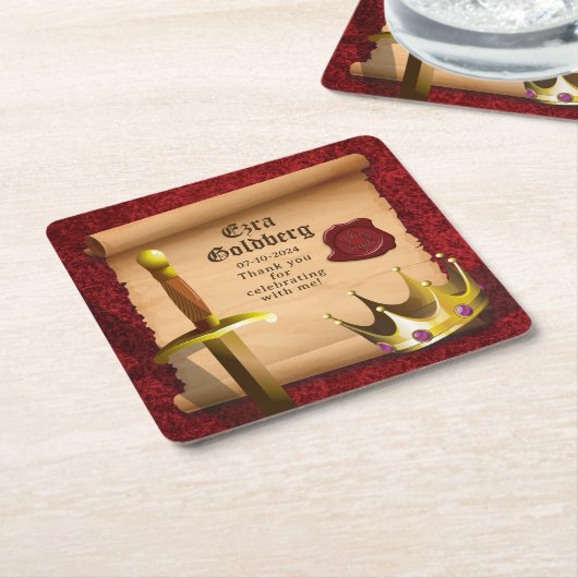 Fantasy Zwaard Kroon Middeleeuwse Ridder Bar Mitzv Kartonnen Onderzetters (Schuin)