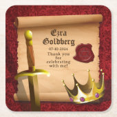 Fantasy Zwaard Kroon Middeleeuwse Ridder Bar Mitzv Kartonnen Onderzetters (Voorkant)