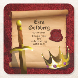 Fantasy Zwaard Kroon Middeleeuwse Ridder Bar Mitzv Kartonnen Onderzetters