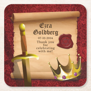 Fantasy Zwaard Kroon Middeleeuwse Ridder Bar Mitzv Kartonnen Onderzetters