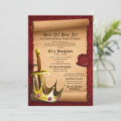 Fantasy Zwaard Kroon Middeleeuwse Tijden Bar Mitzv Kaart (Staand voorkant)