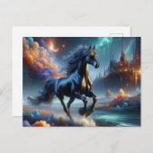 Fantasy Zwart Half Arabisch Paard Briefkaart (Voorkant / Achterkant)
