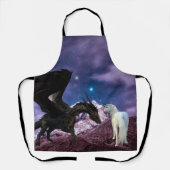 Fantasy Zwarte Draak Ontmoet Eenhoorn Schort (Voorkant)