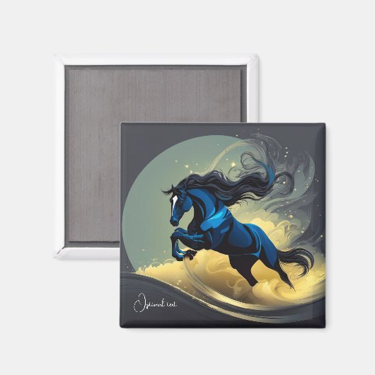 Fantasy Zwarte hengst in de woestijn Magneet (Voorkant / Achterkant)