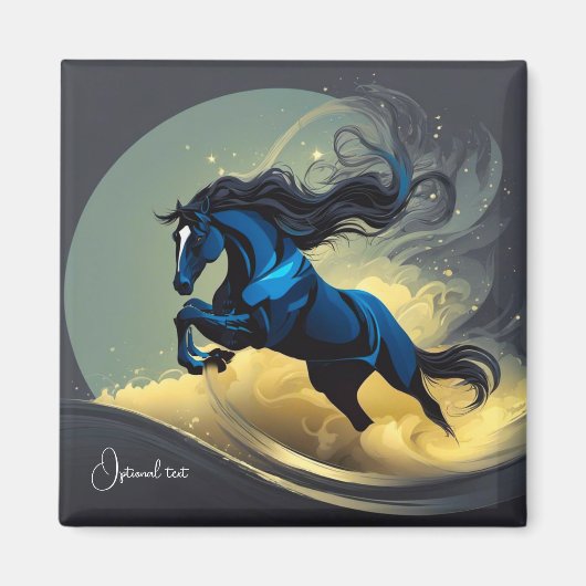 Fantasy Zwarte hengst in de woestijn Magneet (Voorkant)