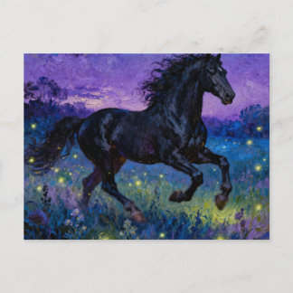 Fantasy Zwarte Paard Ansichtkaart Briefkaart
