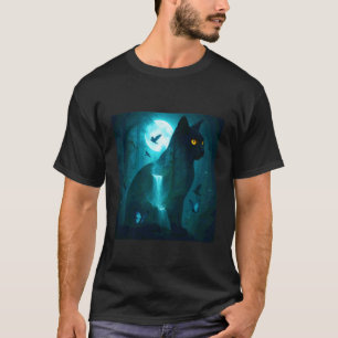 Fantasy Zwarte Surrealistische Kat T-shirt