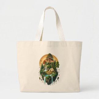 Fantasy Zwevende Eiland Kamperen Bos  Grote Tote Bag