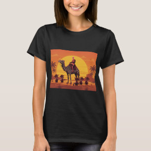 Fantasybeeld van skelet rijdend op gestreepte kame t-shirt