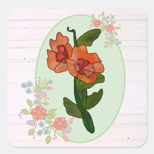 Fantasyblume Vierkante Sticker (Voorkant)