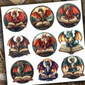 Fantasyboek Draak Sticker