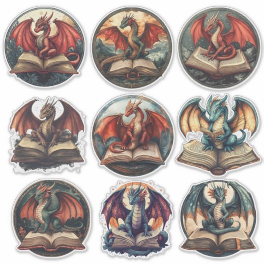 Fantasyboek Draak Sticker (Voorkant)