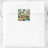 Fantasyfee- en eenhoornkunst vierkante sticker (Tas)