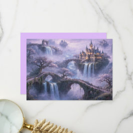 Fantasykasteel Surrealistisch Landschap Lavendelbl Bedankkaart