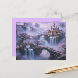 Fantasykasteel Surrealistisch Landschap Lavendelbl Briefkaart