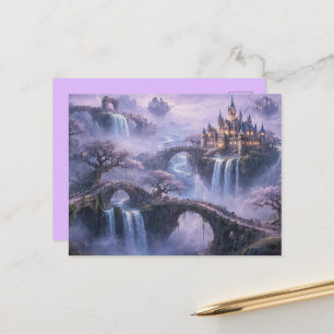 Fantasykasteel Surrealistisch Landschap Lavendelbl Briefkaart