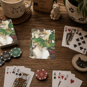 Fantasykat Groen Draken Dobbelstenen Gamen Pokerkaarten
