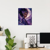 Fantasykunst Afro-Amerikaanse Maan Elf Godin Poster (Thuiskantoor)