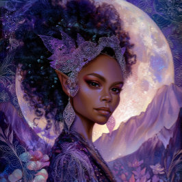Fantasykunst Afro-Amerikaanse Maan Elf Godin Poster