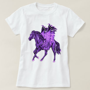 Fantasythema Paarse Pegasus Gevleugeld Paard T-shirt