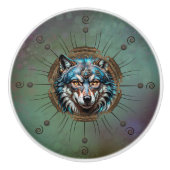 Fantasytische steampunk wolf. keramische knop (Voorkant)