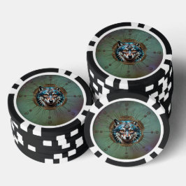 Fantasytische steampunk wolf. poker chips